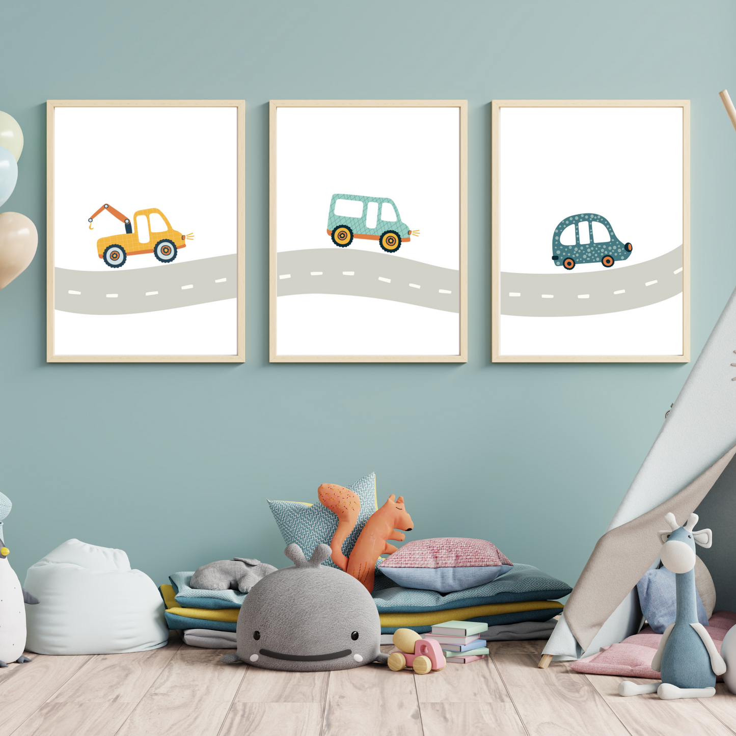 Set affiches enfant route & véhicules - poster bébé voitures par Le Temps des Paillettes - Le Temps des Paillettes