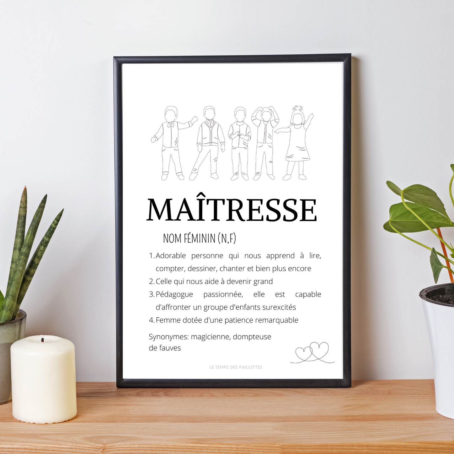 Affiche définition maitresse personnalisée - cadeau maitresse personnalisée - cadre maitresse par Le Temps des Paillettes - Le Temps des Paillettes