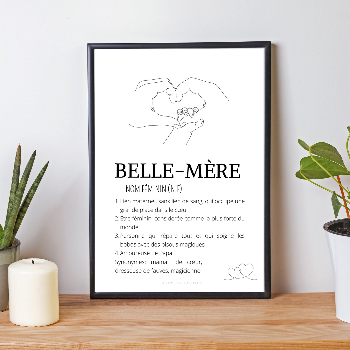 Affiche Définition belle mère personnalisée - Cadeau fête des mères - cadeau pour belle maman par Le Temps des Paillettes - Le Temps des Paillettes
