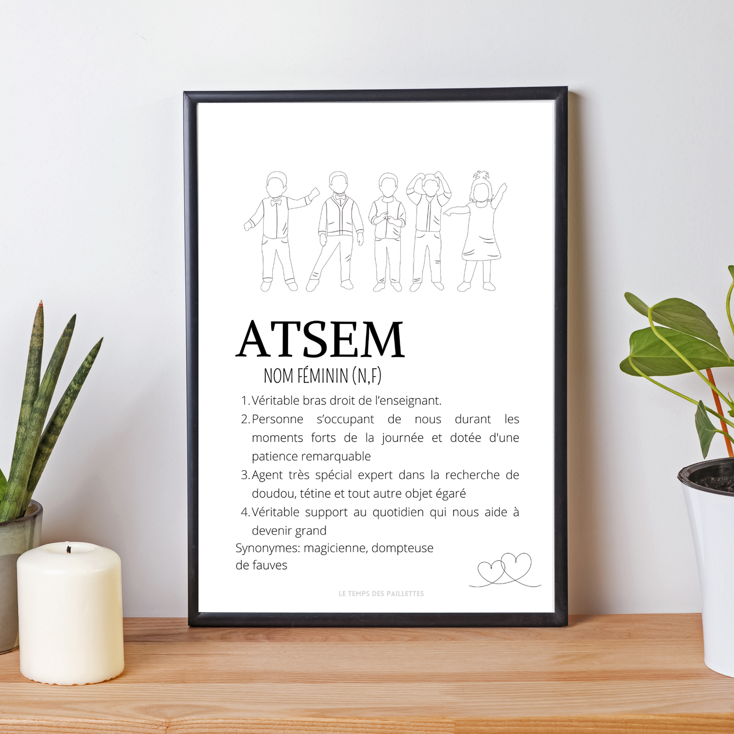 Affiche définition ATSEM personnalisée - cadeau ATSEM personnalisée - cadre ATSEM par Le Temps des Paillettes - Le Temps des Paillettes