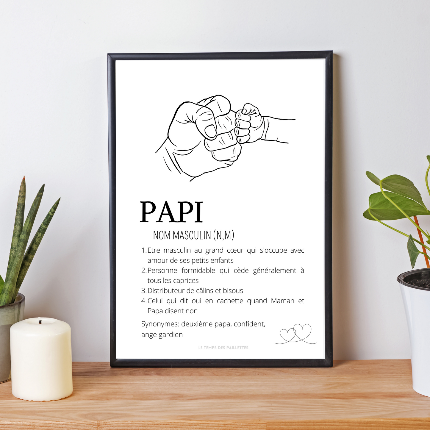 Affiche Définition Papi - Poster papy personnalisé - Cadeau pour papi personnalisé par Le Temps des Paillettes - Le Temps des Paillettes