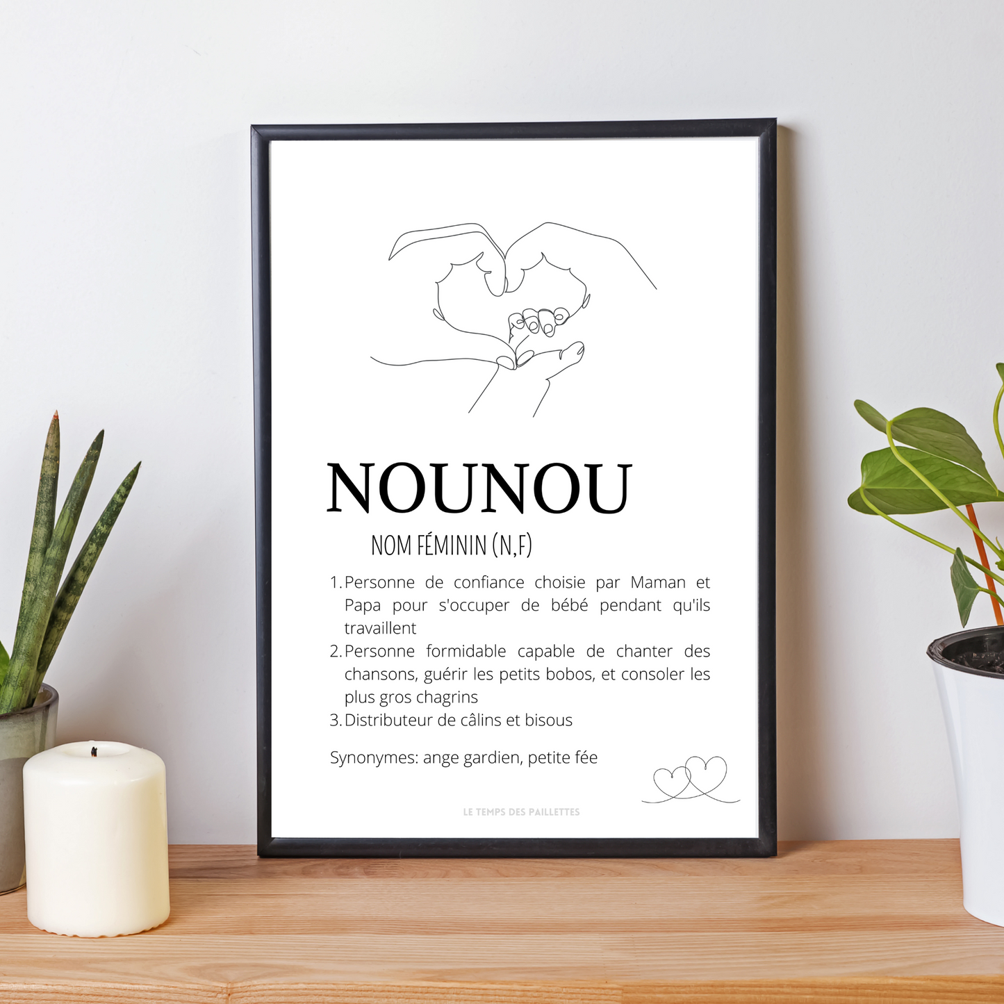 Affiche définition nounou personnalisé - Poster merci nounou - Cadeau personnalisé nounou par Le Temps des Paillettes - Le Temps des Paillettes