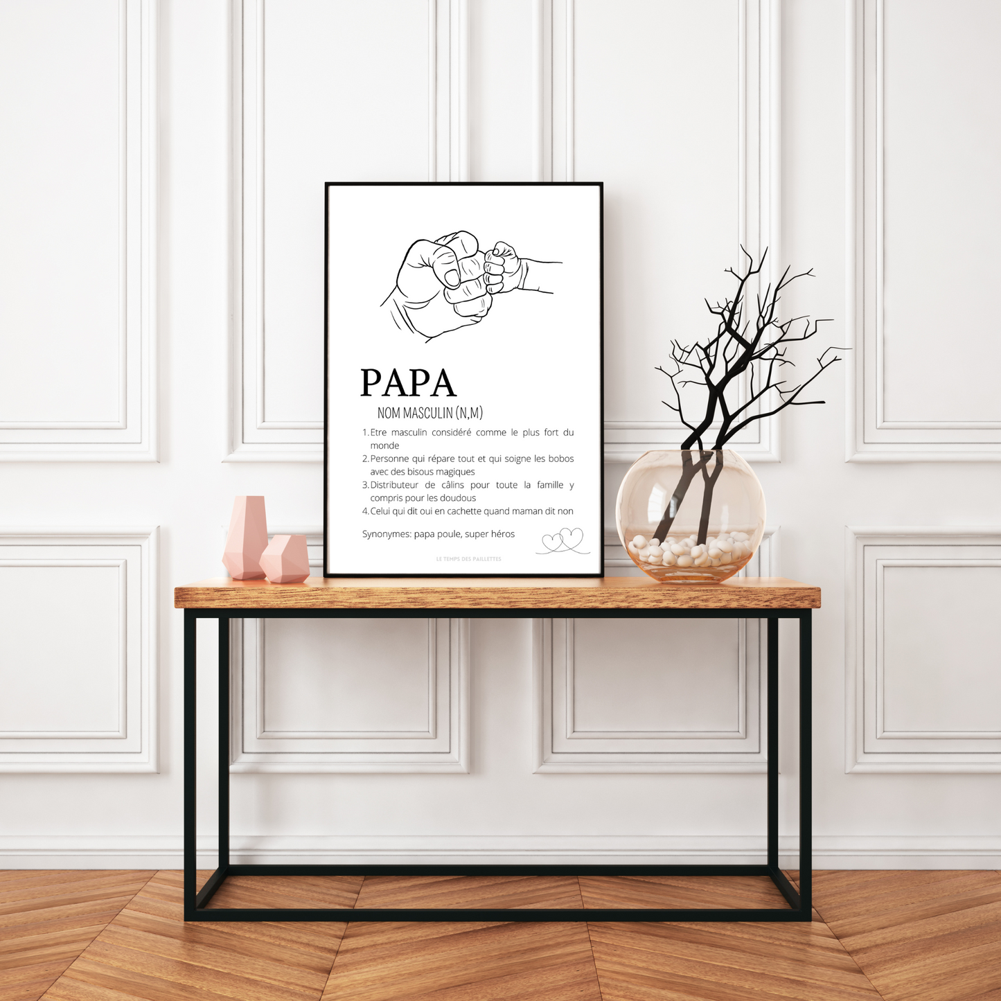Affiche définition papa et single line - Cadeau papa - Cadeau fête des pères par Le Temps des Paillettes - Le Temps des Paillettes
