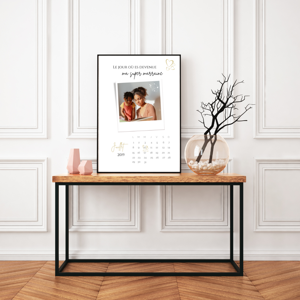Affiche Marraine Personnalisée avec Photos et Date | Cadeau Unique pour Marraine - Le Temps des Paillettes
