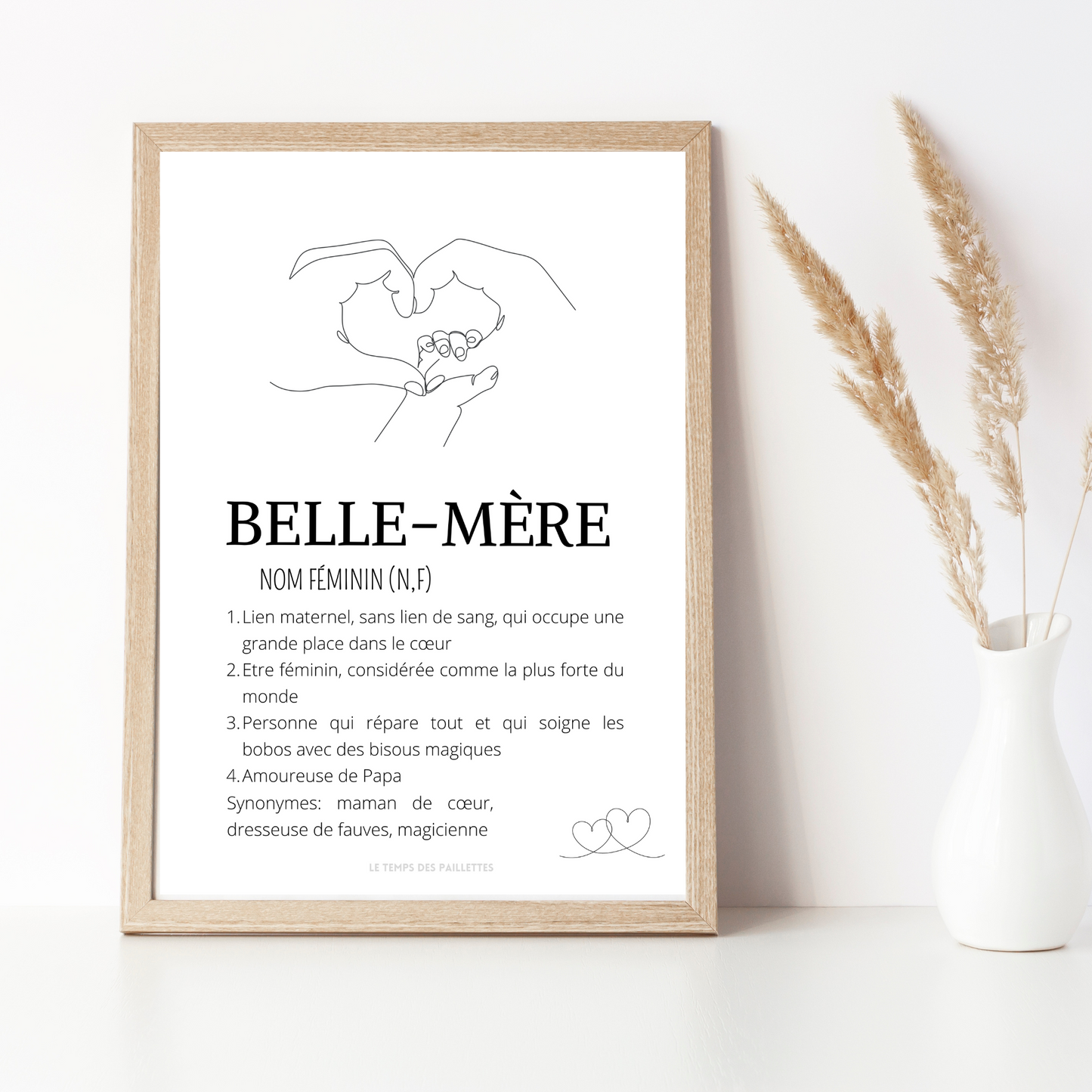 Affiche Définition belle mère personnalisée - Cadeau fête des mères - cadeau pour belle maman par Le Temps des Paillettes - Le Temps des Paillettes