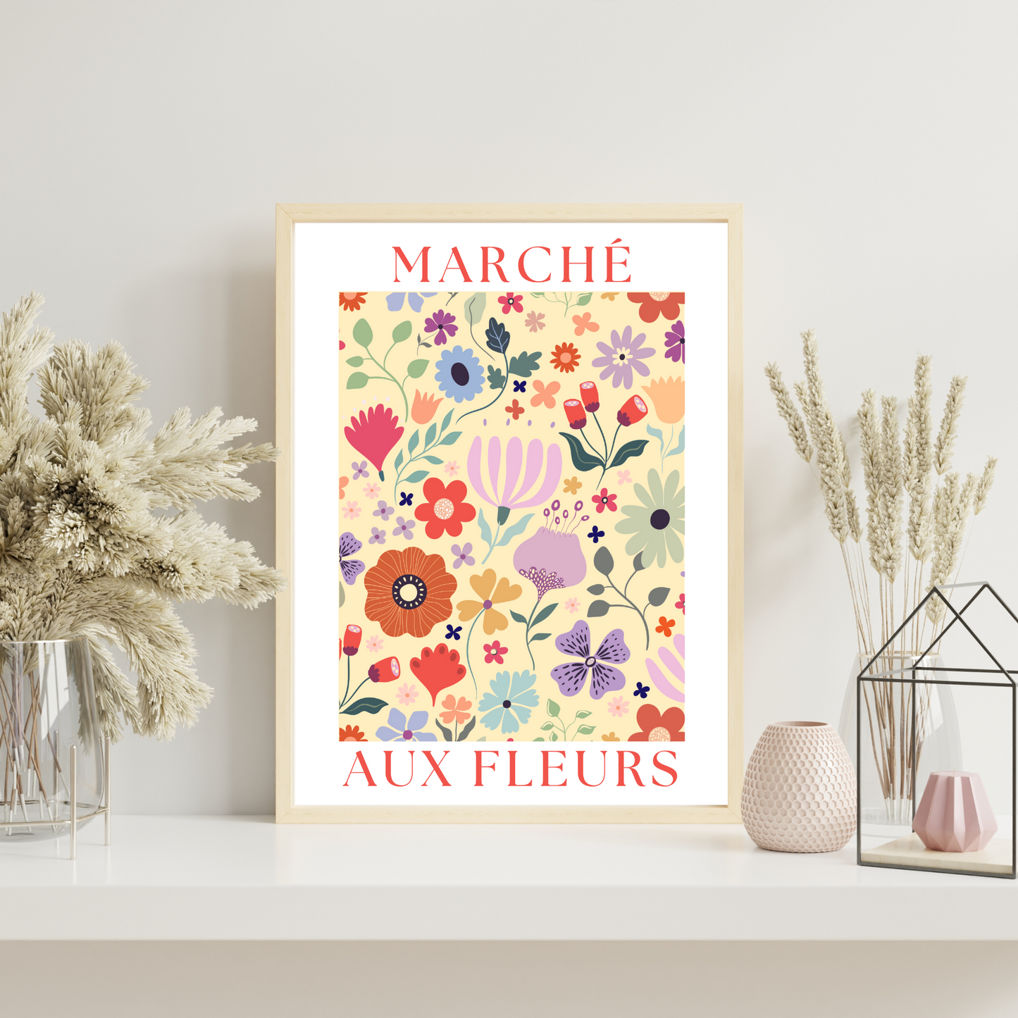 Affiche Marché aux Fleurs - décoration fleurs par le Temps des Paillettes - Le Temps des Paillettes