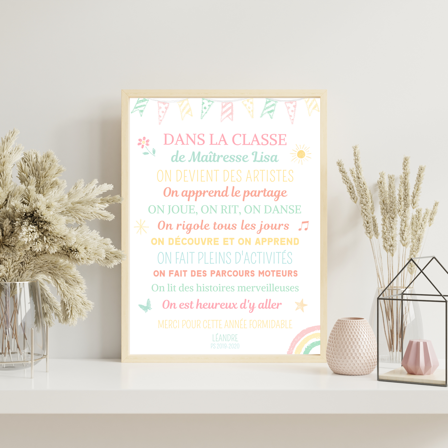 Affiche personnalisée Maitresse - Cadeau salle de classe - fin d'année scolaire personnalisable par Le Temps des Paillettes - Le Temps des Paillettes