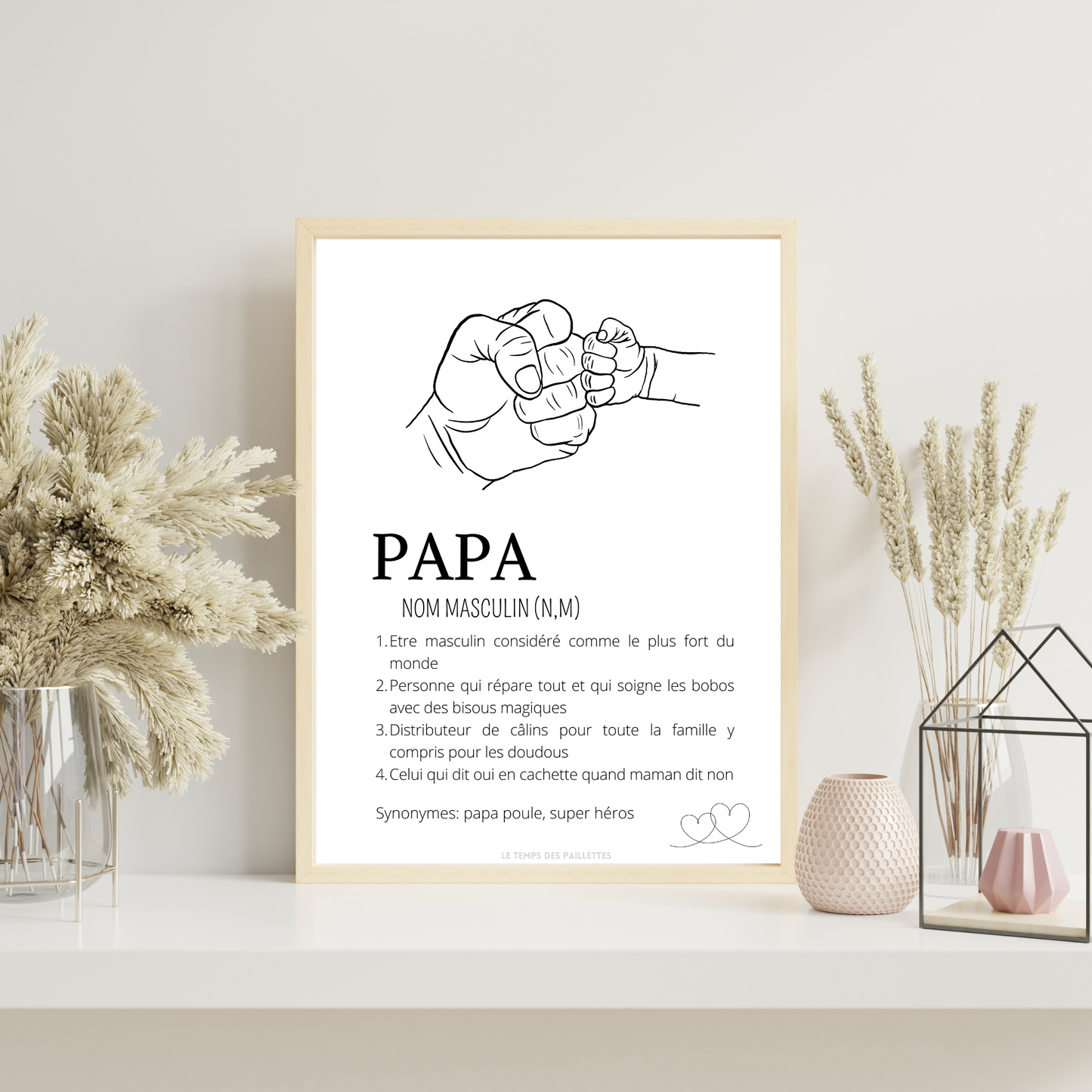 Affiche définition papa et single line - Cadeau papa - Cadeau fête des pères par Le Temps des Paillettes - Le Temps des Paillettes
