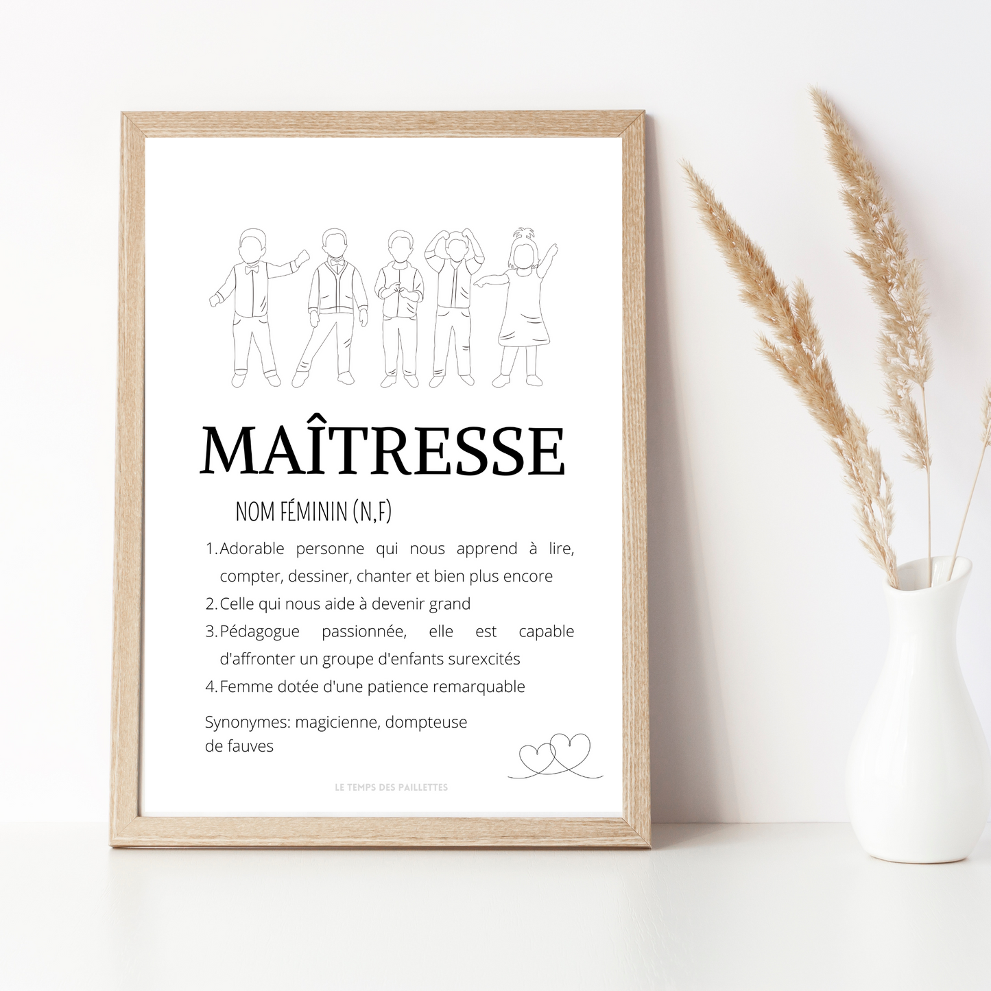 Affiche définition maitresse personnalisée - cadeau maitresse personnalisée - cadre maitresse par Le Temps des Paillettes - Le Temps des Paillettes