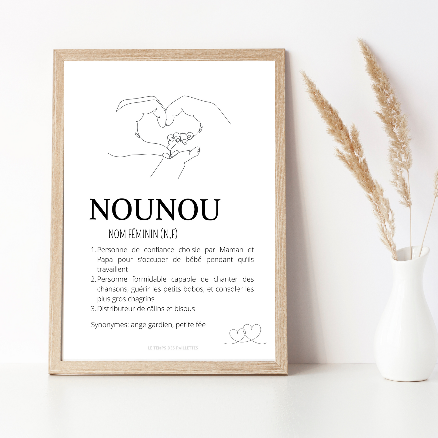 Affiche définition nounou personnalisé - Poster merci nounou - Cadeau personnalisé nounou par Le Temps des Paillettes - Le Temps des Paillettes