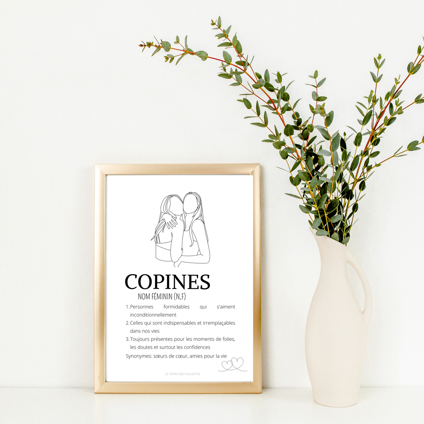 Affiche définition copines - cadeau pour meilleures amies - cadeau minimaliste BFF par Le Temps des Paillettes - Le Temps des Paillettes