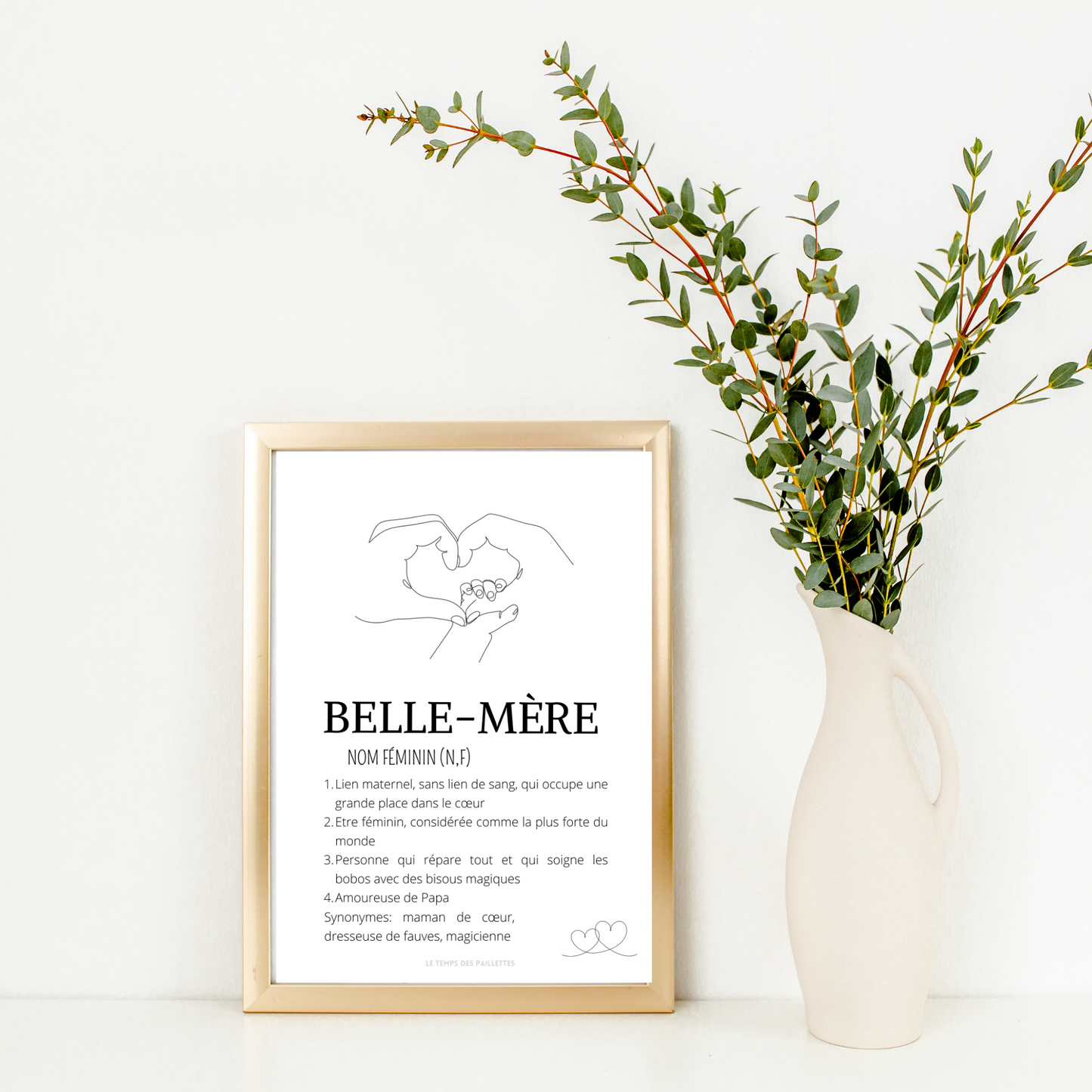 Affiche Définition belle mère personnalisée - Cadeau fête des mères - cadeau pour belle maman par Le Temps des Paillettes - Le Temps des Paillettes