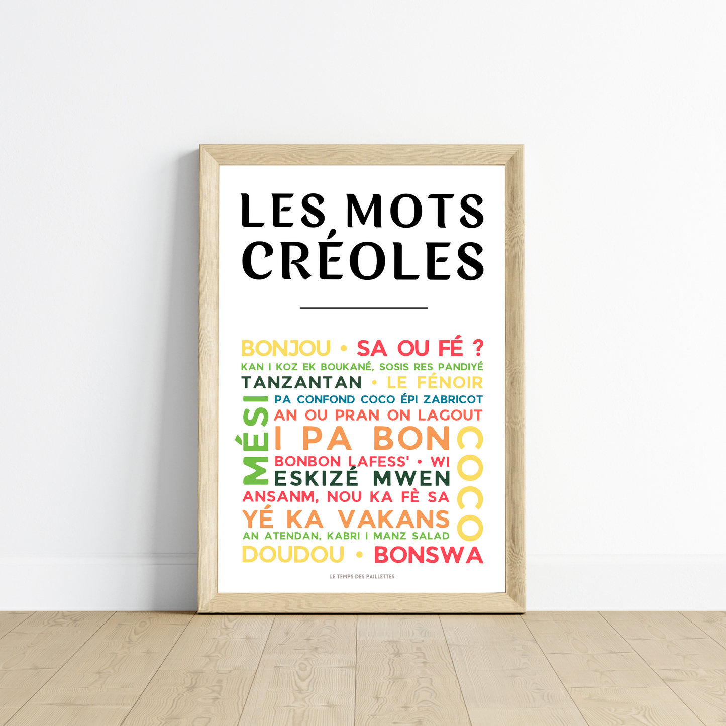 Affiche Le créole - Poster mots créoles par Le Temps des Paillettes - Le Temps des Paillettes