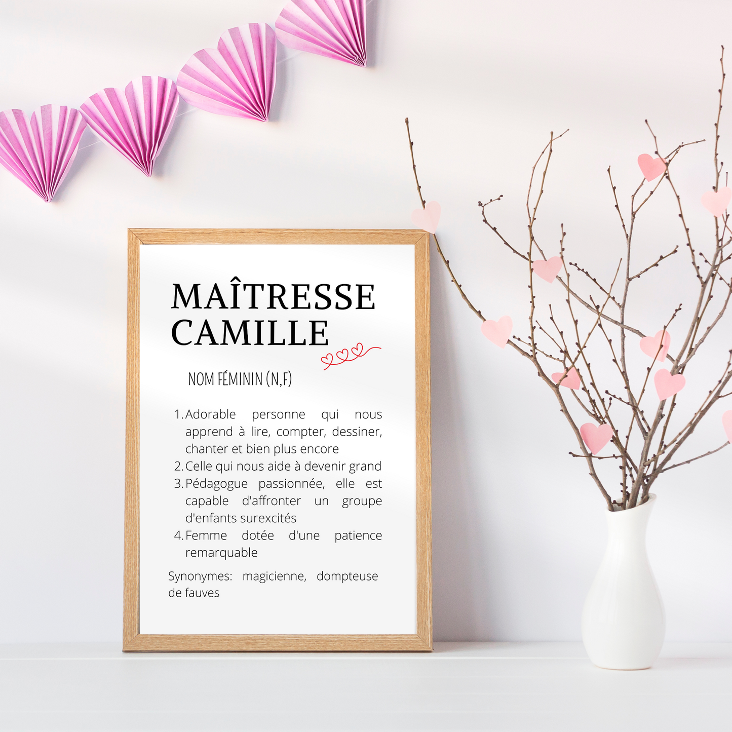 Affiche définition maitresse personnalisée - cadeau maitresse personnalisée - cadre maitresse par Le Temps des Paillettes