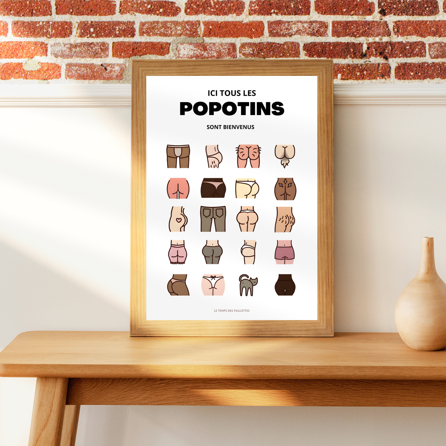 Affiche humour WC - affiche ici tous les popotins sont bienvenus version couleurs