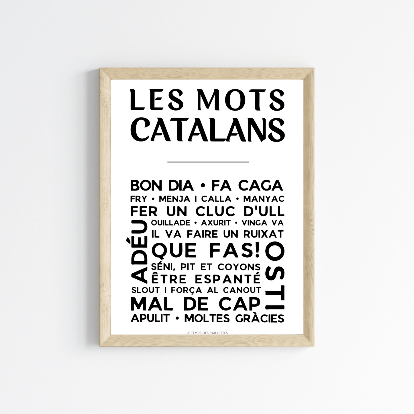 Affiche Le catalan - Poster mots catalans par Le Temps des Paillettes - Le Temps des Paillettes