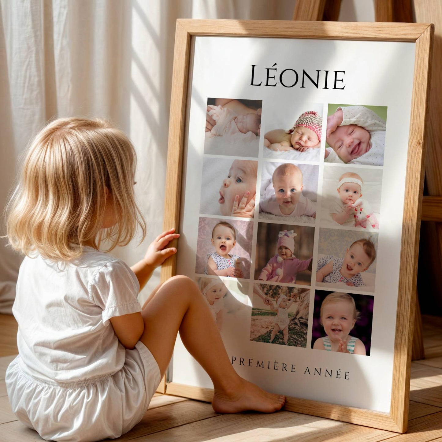 Affiche 1ère Année de Bébé - 12 Mois en Photos - Cadeau Naissance Personnalisé - Le Temps des Paillettes - Image 6