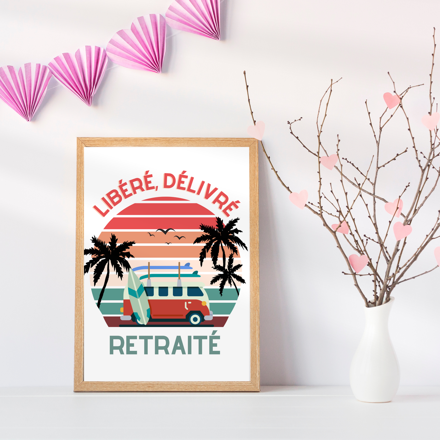 Affiche Départ en Retraite - Poster Libéré Délivré Retraité homme ou femme