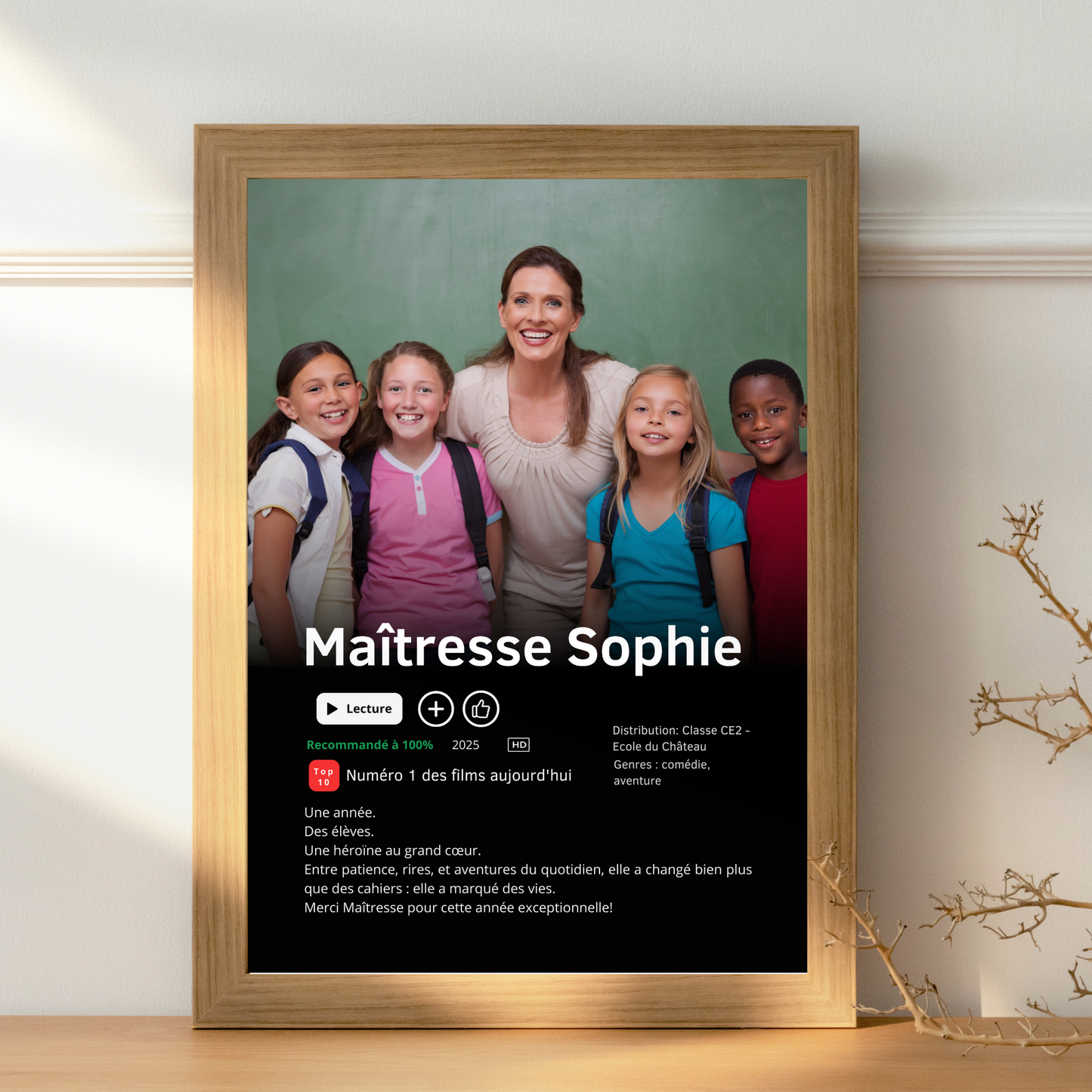 Affiche personnalisée maîtresse style Netflix