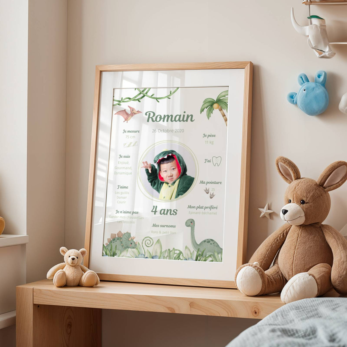 Affiche Anniversaire Garçon Personnalisée Thème Dinosaure – Poster Étapes 1 An 2 Ans Souvenir Cadeau Fête - Image 5