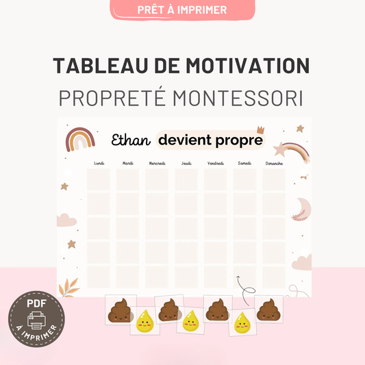 Tableau de Motivation Propreté Montessori au Style Boho