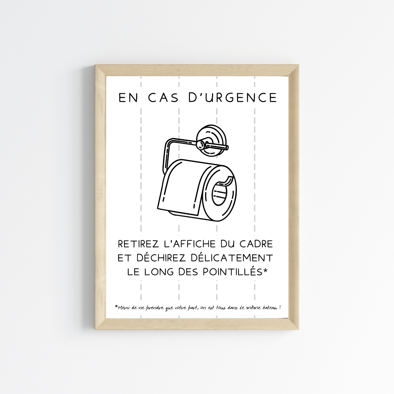 Affiche WC En cas d'urgence en français - Affiche toilette drôle pour airbnb bar restaurant - Le Temps des Paillettes