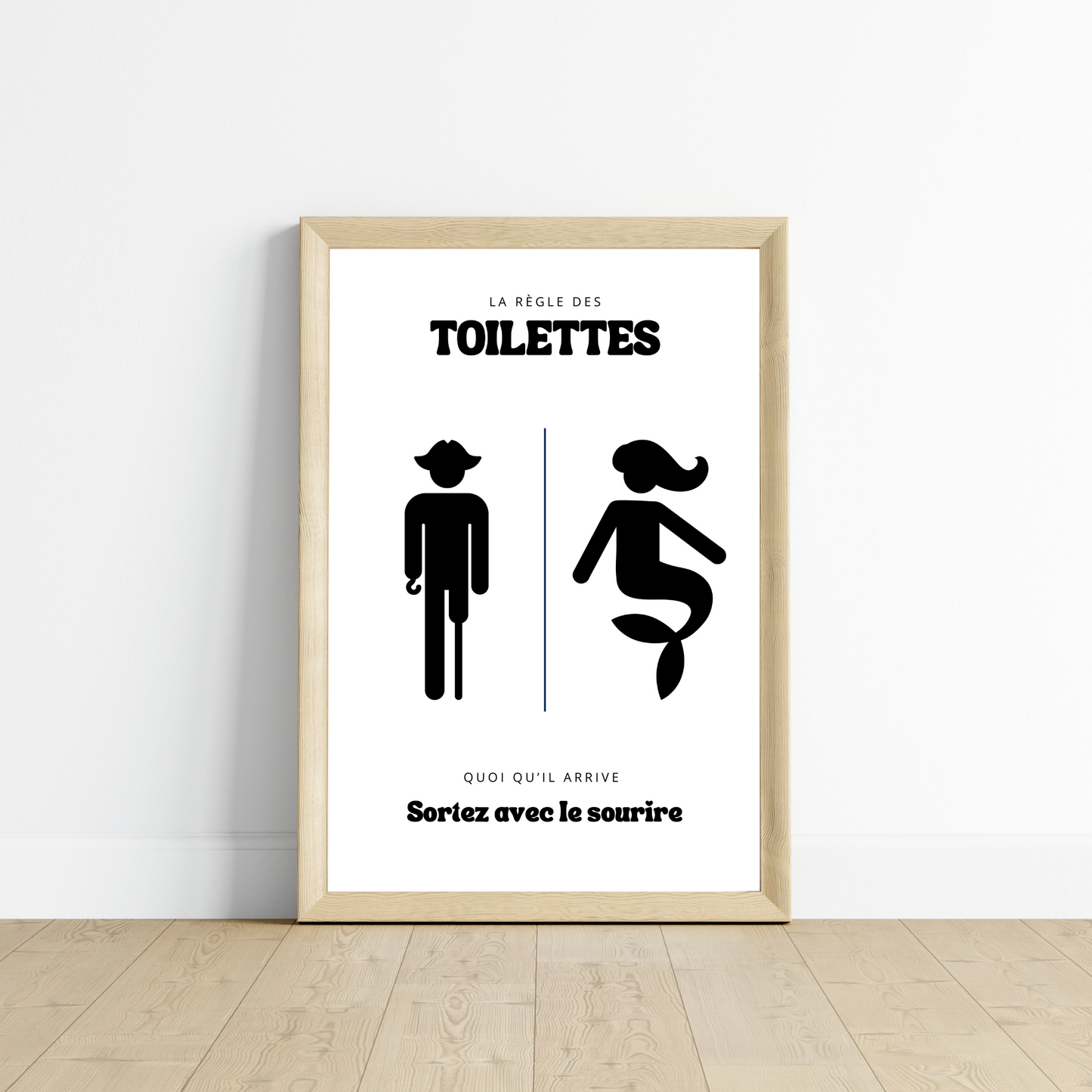 Affiche Les toilettes Sirene & Pirate - Affiche drôle WC et salle de bain - Affiche Airbnb - Le Temps des Paillettes
