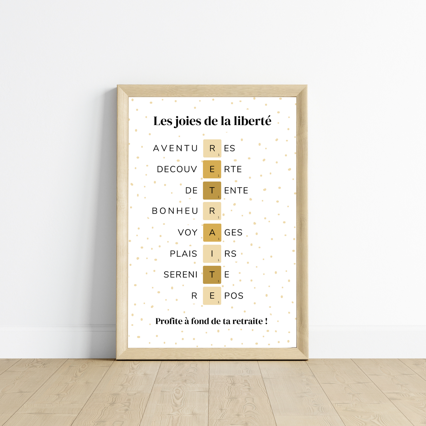 Affiche cadeau départ à la retraite - poster retraite scrabble à imprimer par Le Temps des Paillettes - Le Temps des Paillettes