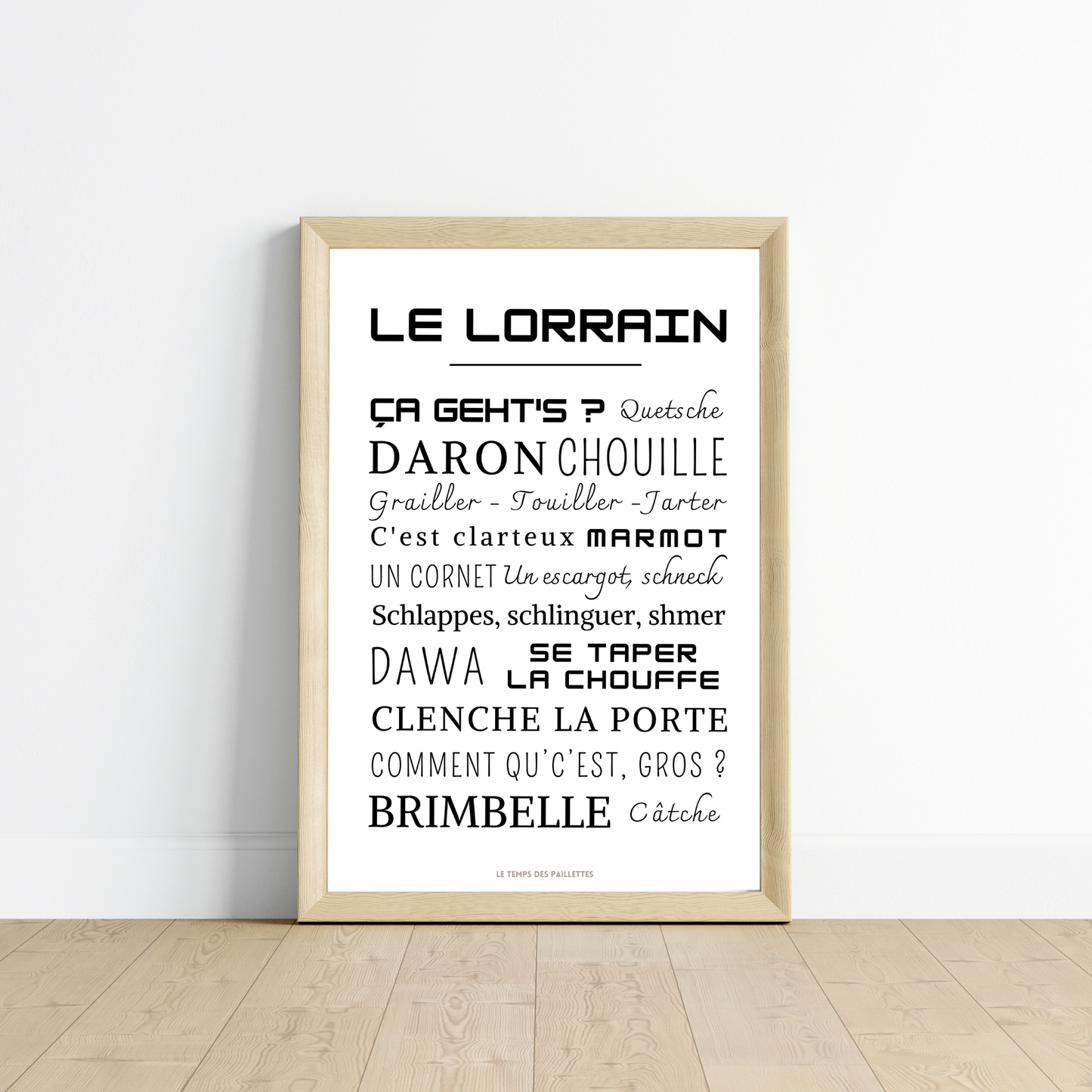 Affiche Mots Lorrain - Affiche mots et expressions Lorrains - Poster Mots de l'est de la France par Le Temps des Paillettes - Le Temps des Paillettes