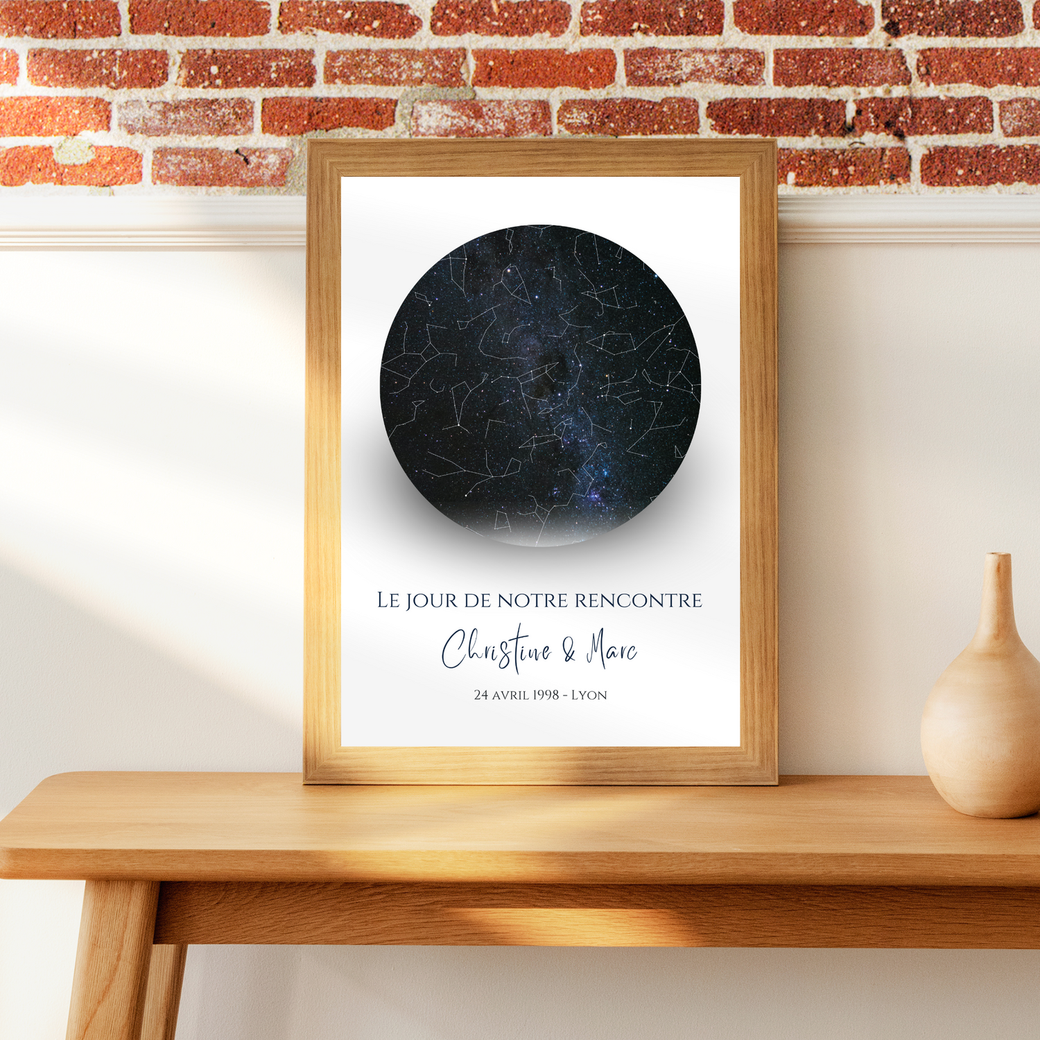 Affiche personnalisé avec carte du ciel étoilé - cadeau constellation pour couple - Cadeau rencontre - décoration personnalisée