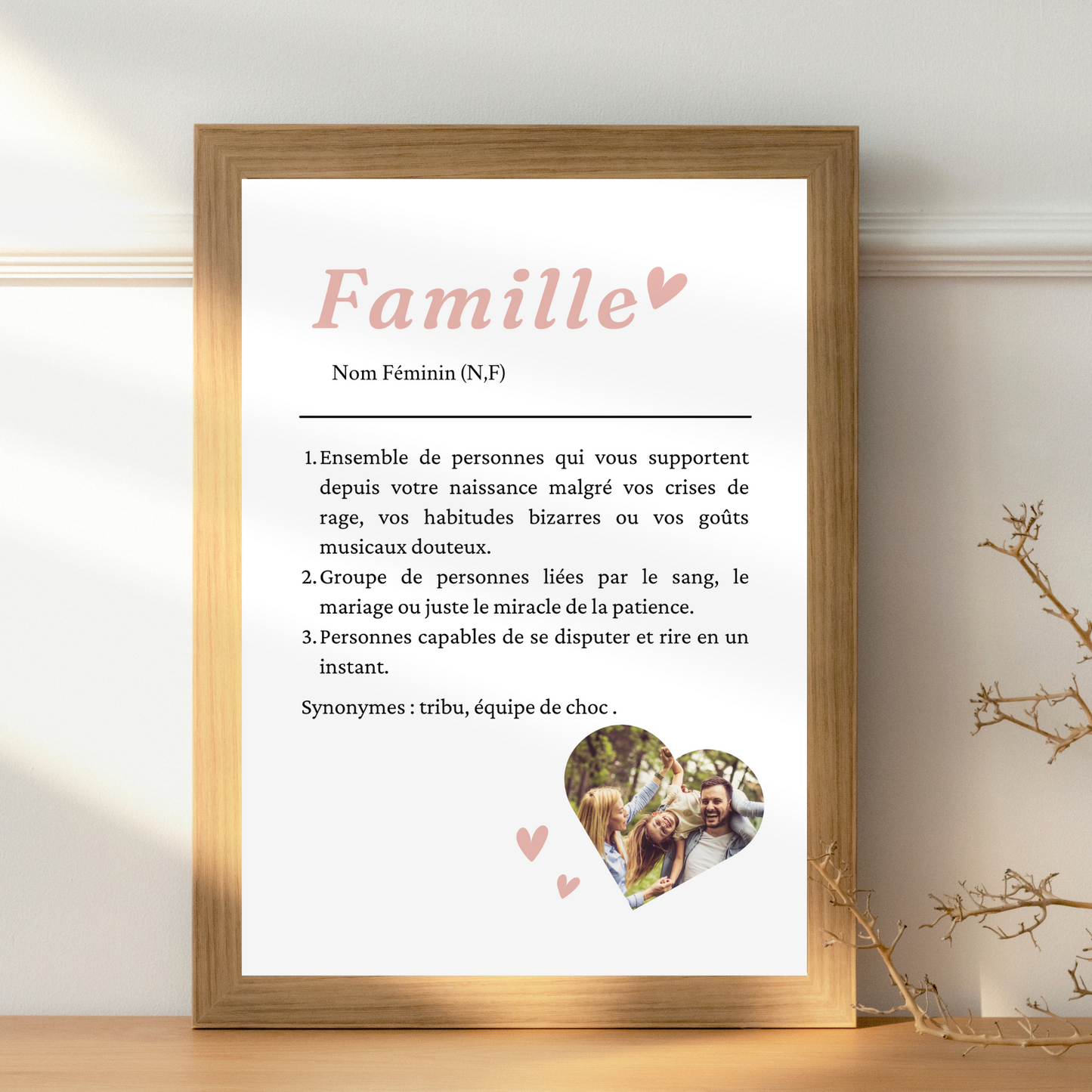 Affiche Définition Famille avec Photo Personnalisée – Cadeau anniversaire noel pour famille - Cadeau pour famille recomposée