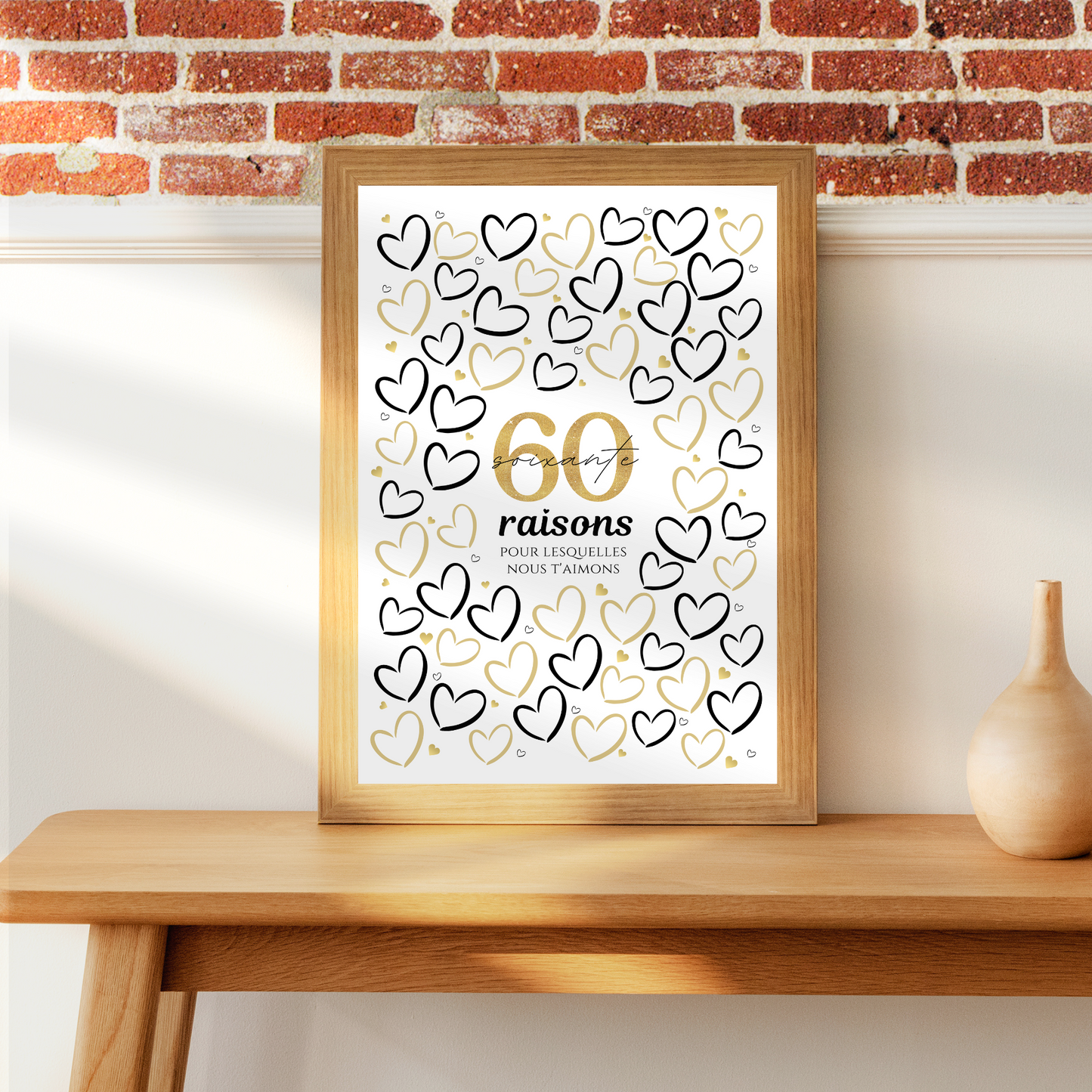 Affiche 60 coeurs à remplir, Carte Joyeux Anniversaire