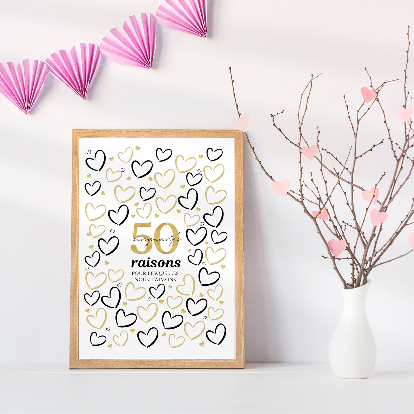 Anniversaire 50 ans raisons pour lesquelles nous t'aimons - Affiche Joyeux anniversaire