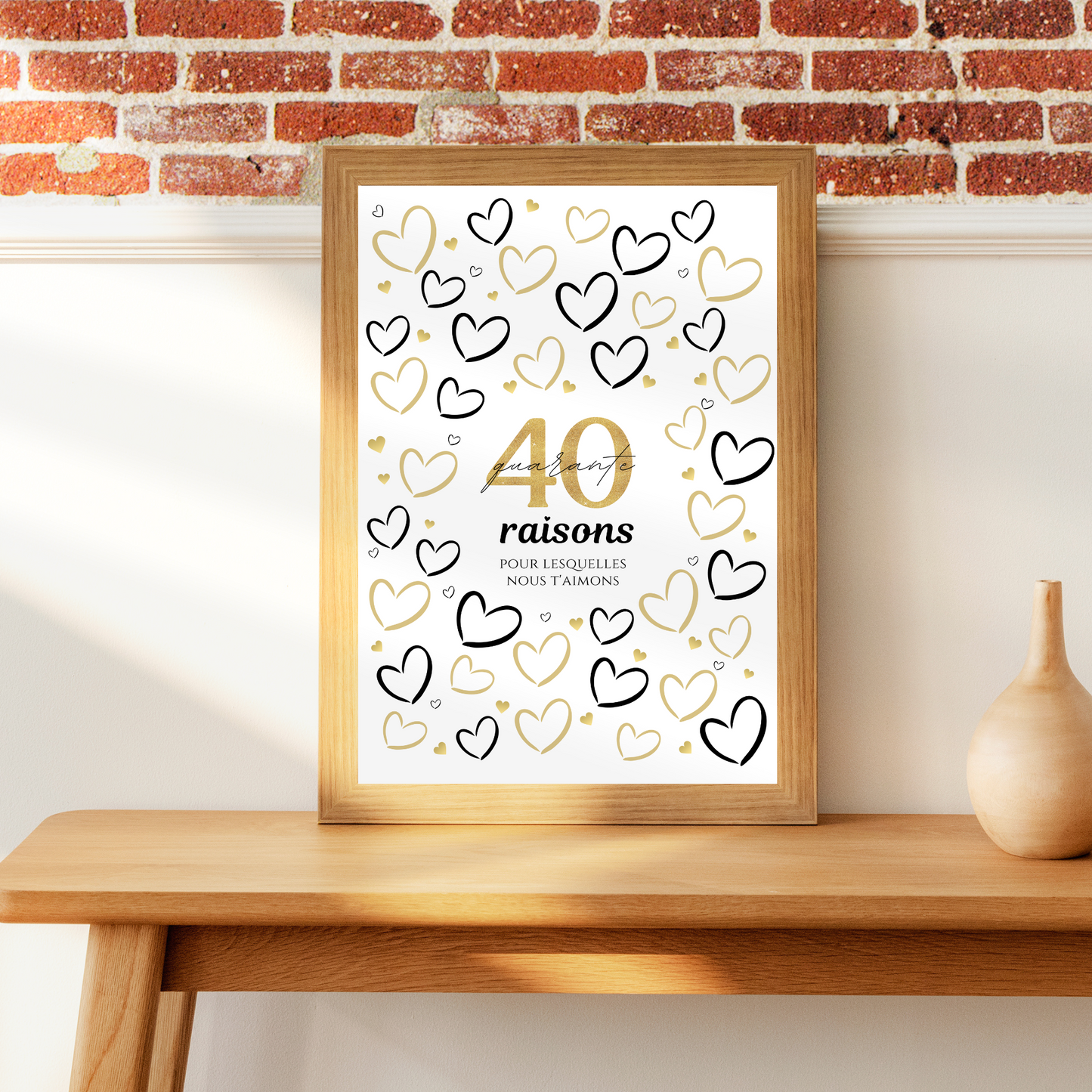Carte Anniversaire 40 ans - Affiche raisons pour lesquelles nous t’aimons
