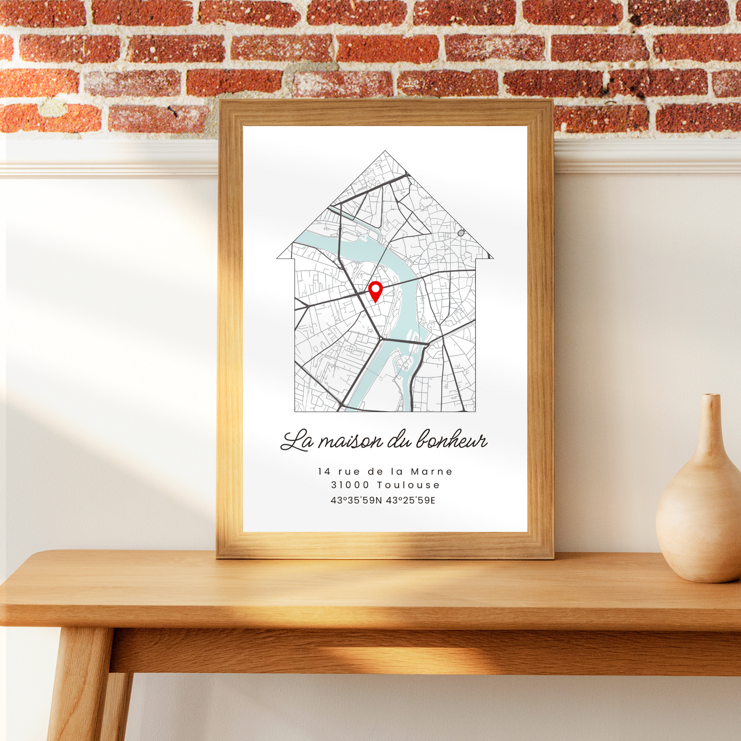 Affiche maison avec carte de ville personnalisée - Cadeau de pendaison de crémaillère