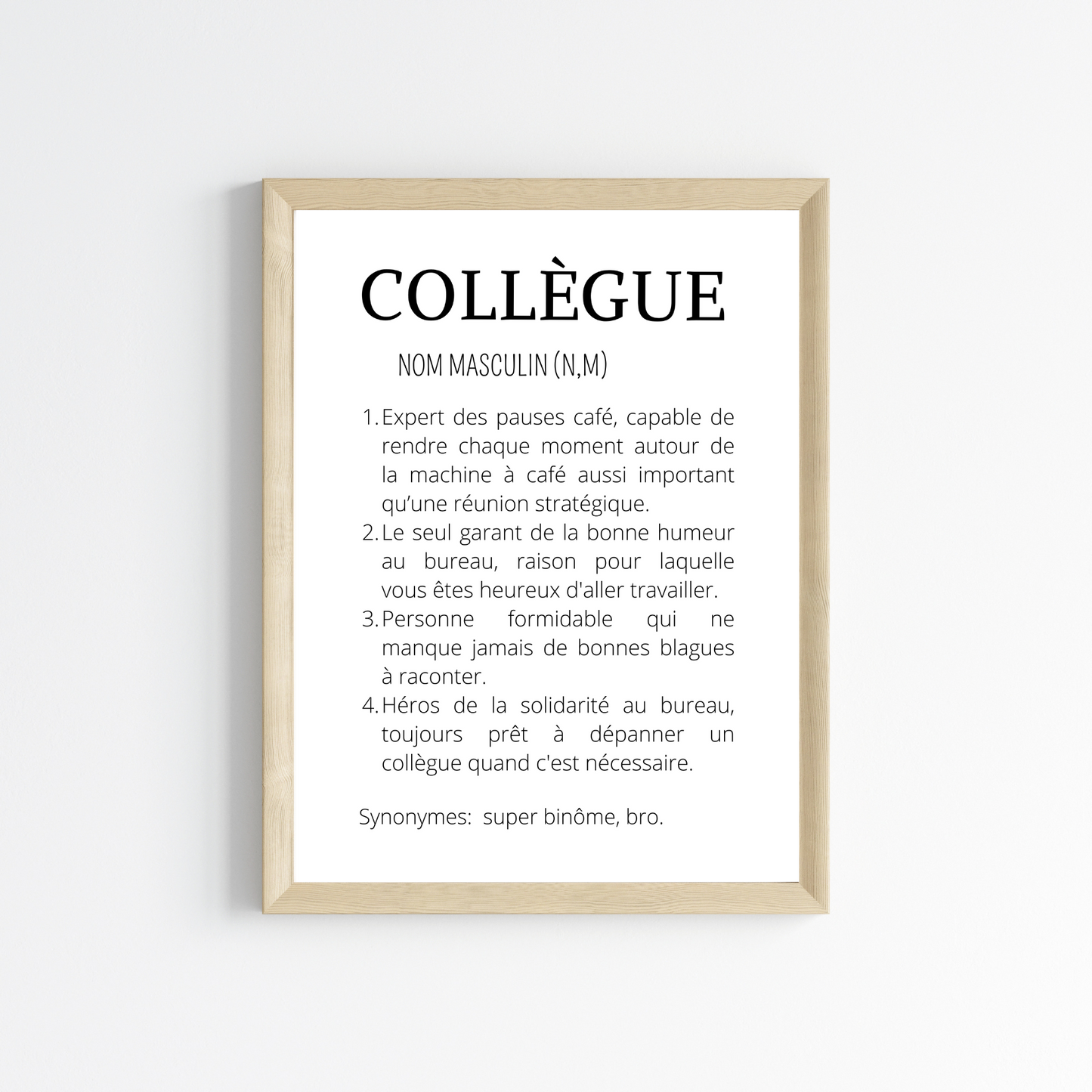 Affiche définition Collègue minimaliste
