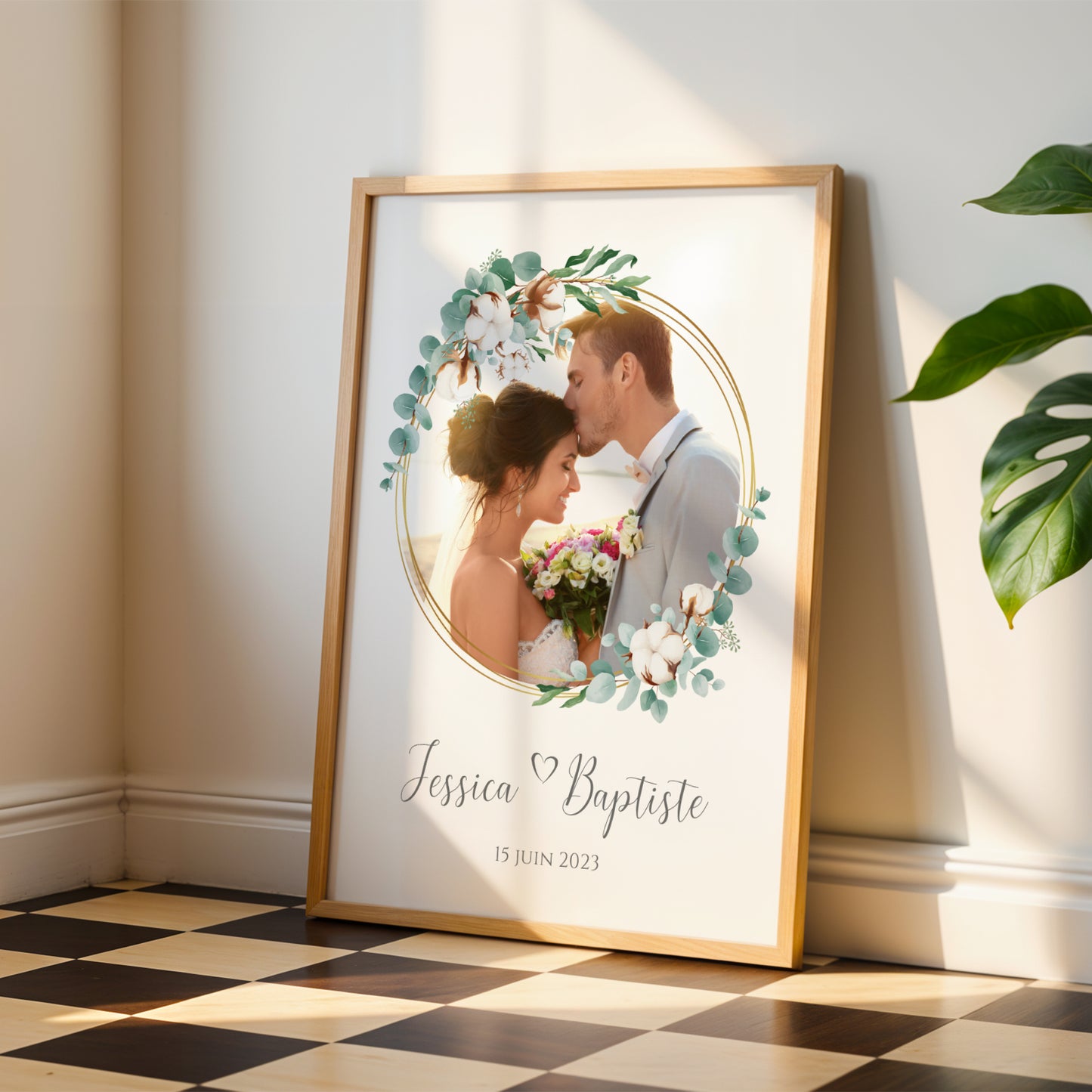 Affiche couple photo noce de coton - 1 an de mariage - affiche anniversaire de mariage par Le Temps des Paillettes