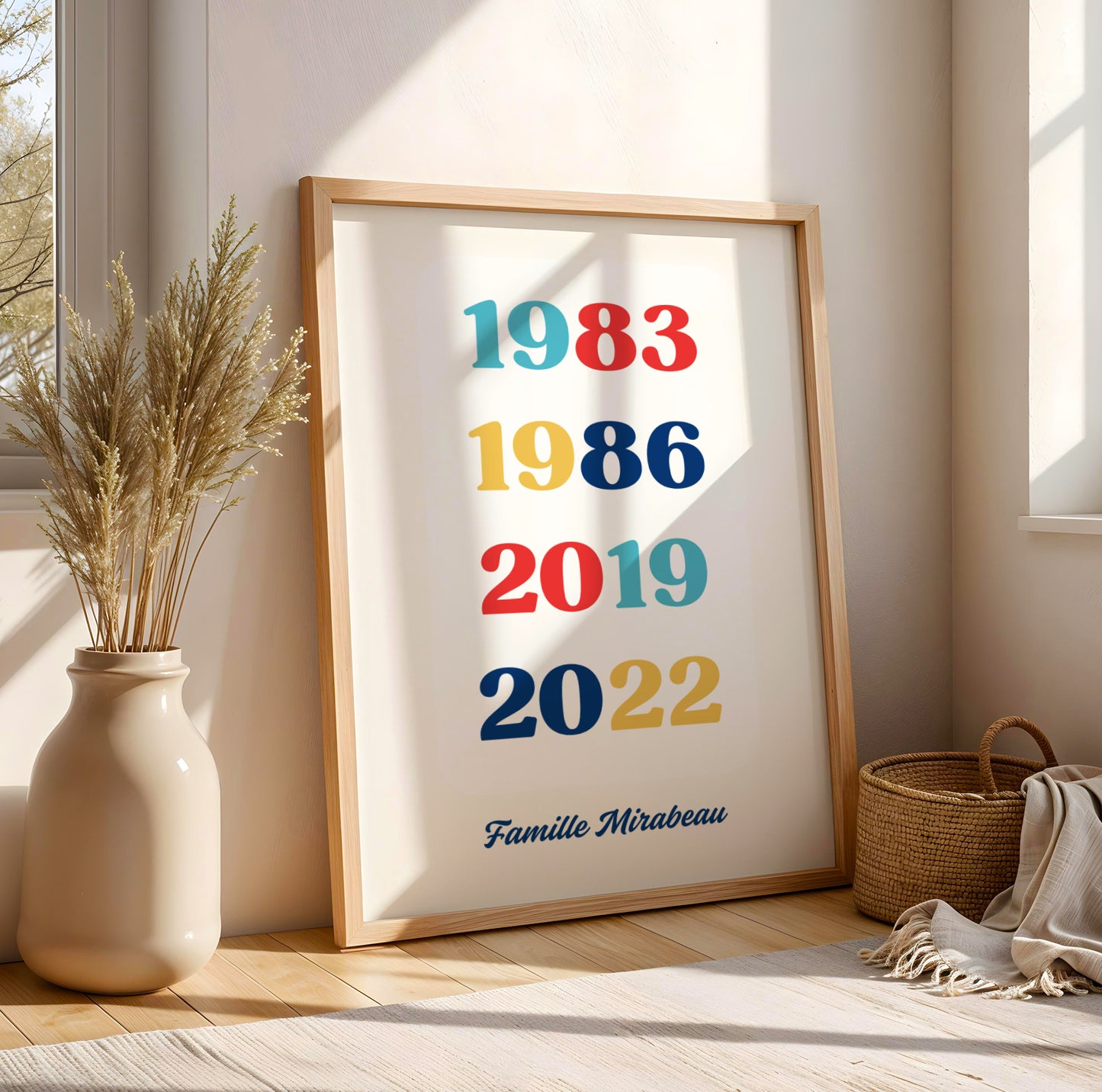 Affiche Dates de Naissance Famille Personnalisée Colorée – Poster Prénoms et Dates Cadeau Noël Anniversaire - Image 8