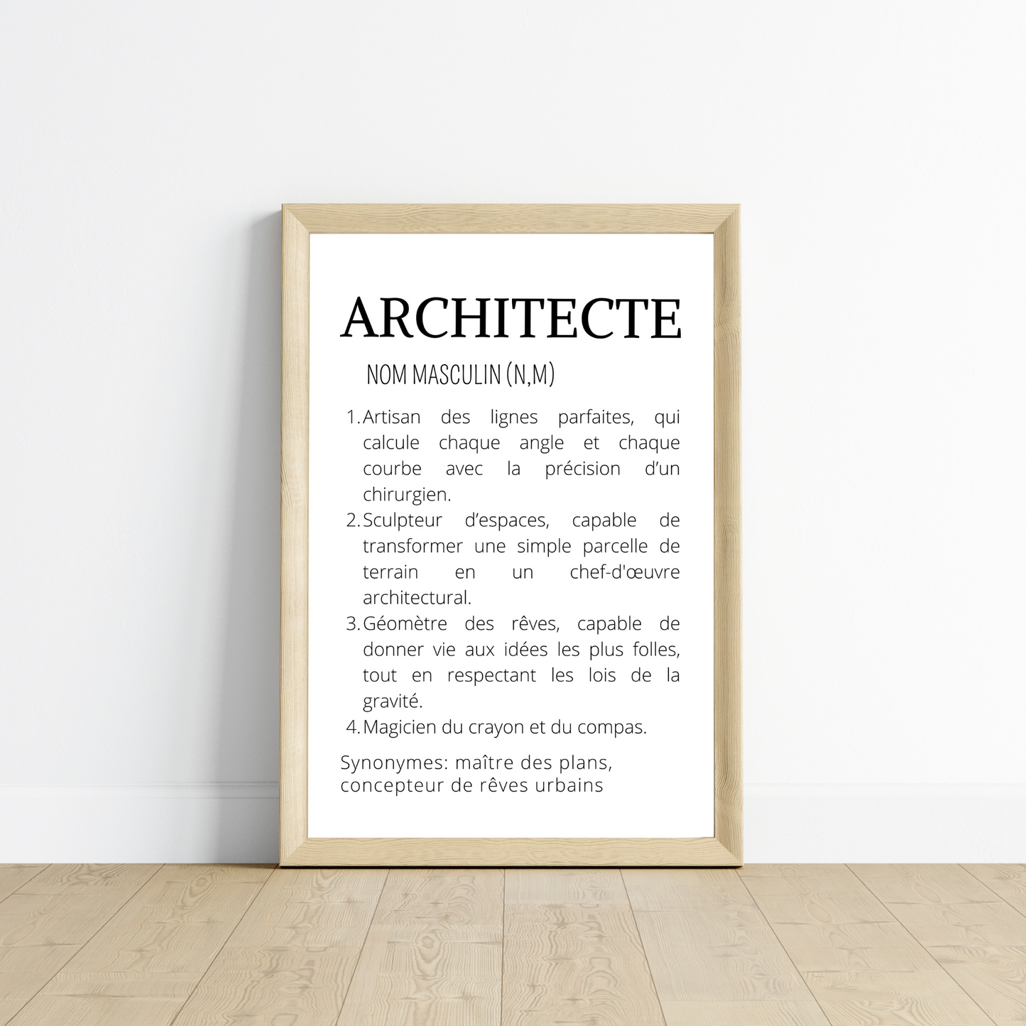 Affiche définition architecte - Affiche minimalistes architecte