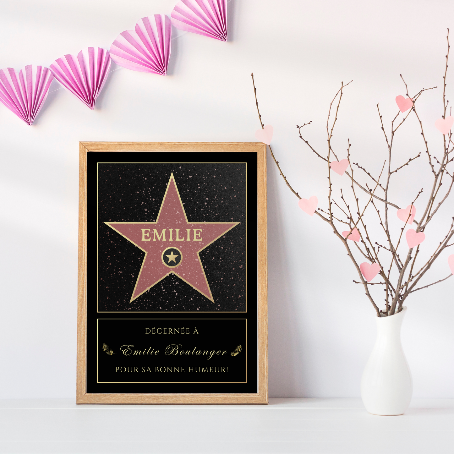 Affiche Etoile De Star Personnalisé - Message Personnalisable - Poster Hollywood Boulevard - Affiche personnalisé - Idée cadeau noel
