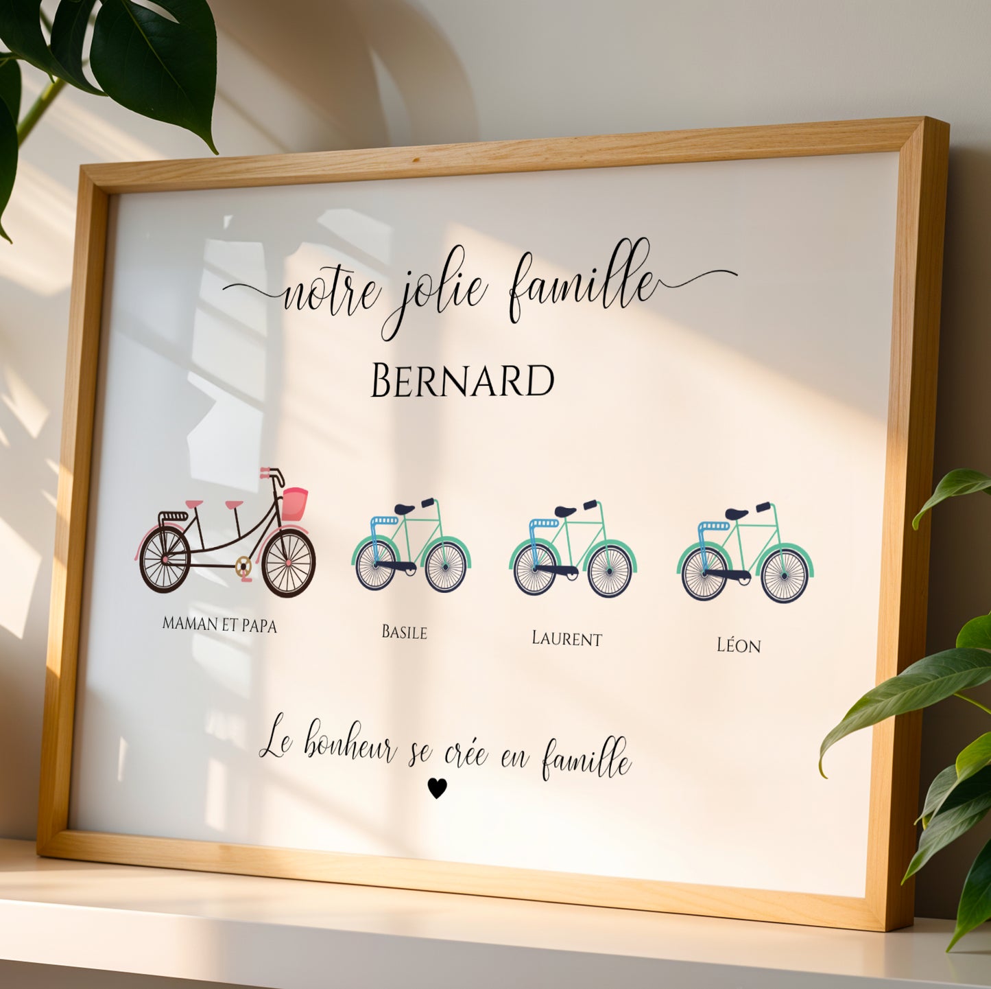 Affiche Famille Personnalisée Portrait Vélos – Prénoms Illustrés Cadeau Original Noël Anniversaire - Image 7