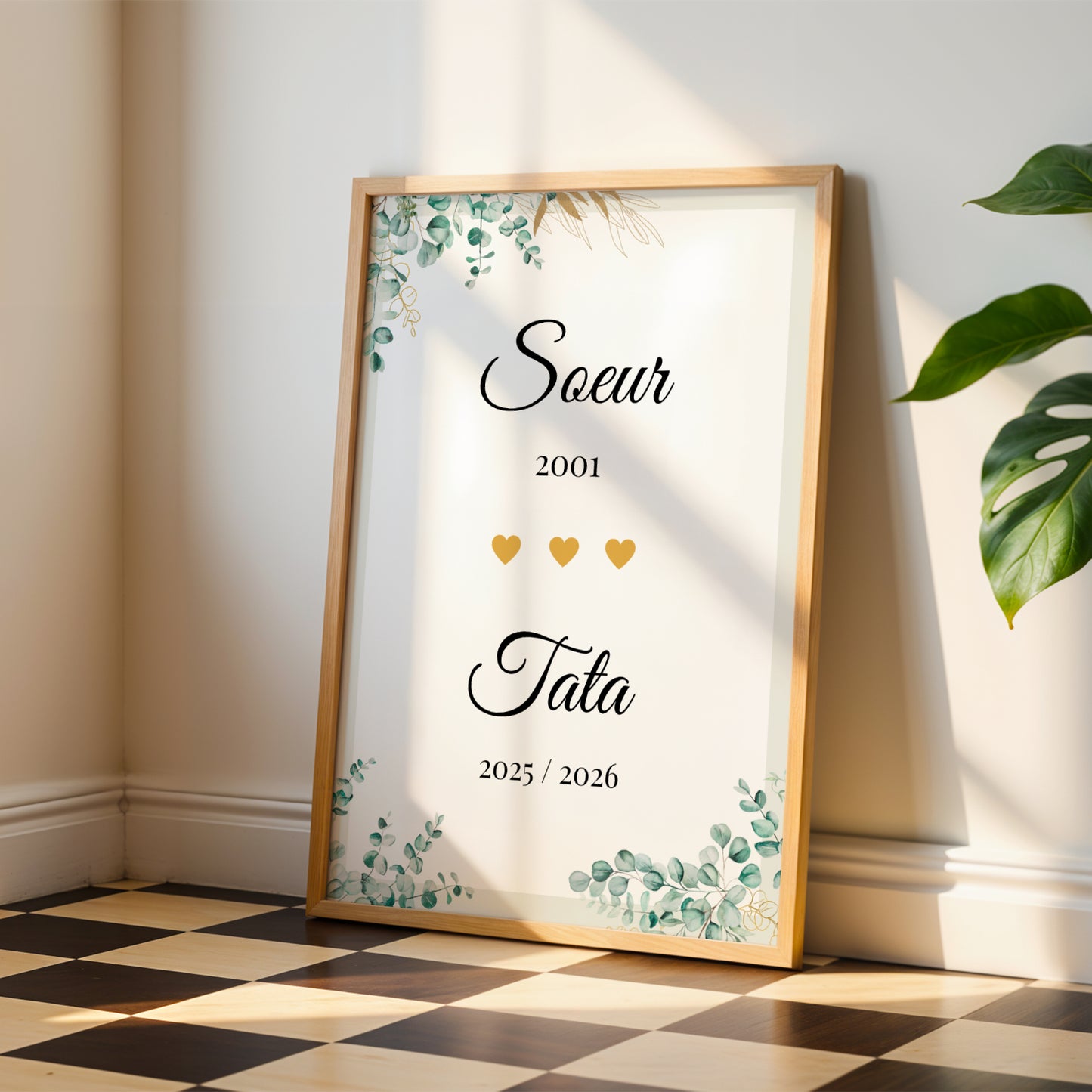 Affiche sœur tata personnalisée - cadeau annonce de grossesse tata