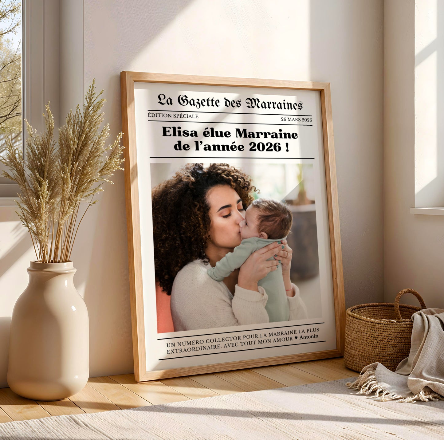 Affiche Marraine - La Gazette des Marraines – Cadeau Baptême ou Anniversaire – Idée Cadeau Marraine