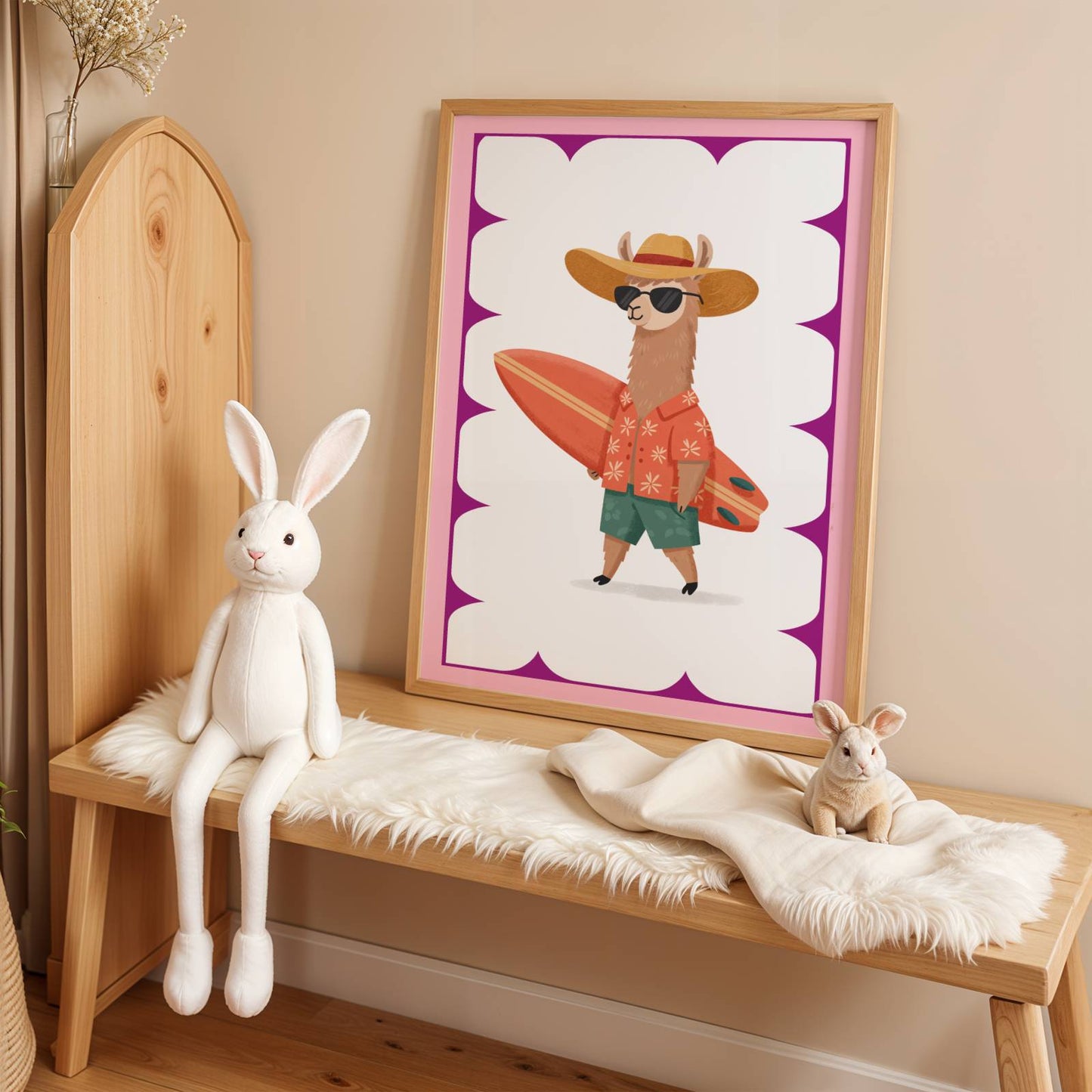Affiche Lama Surfeur – Poster Coloré Animaux Rigolos Chambre Enfant Dopamine Decor Cadeau Naissance - Image 4