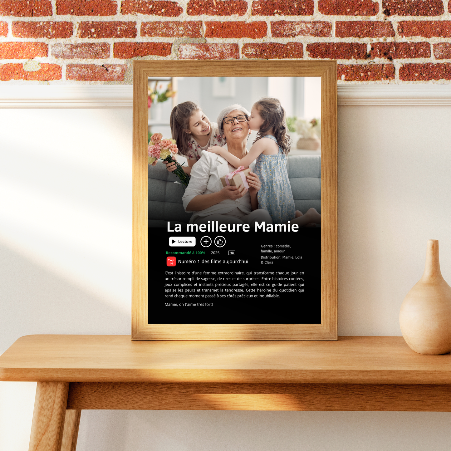 Affiche Netflix Personnalisée « Meilleure Mamie du Monde » avec photo