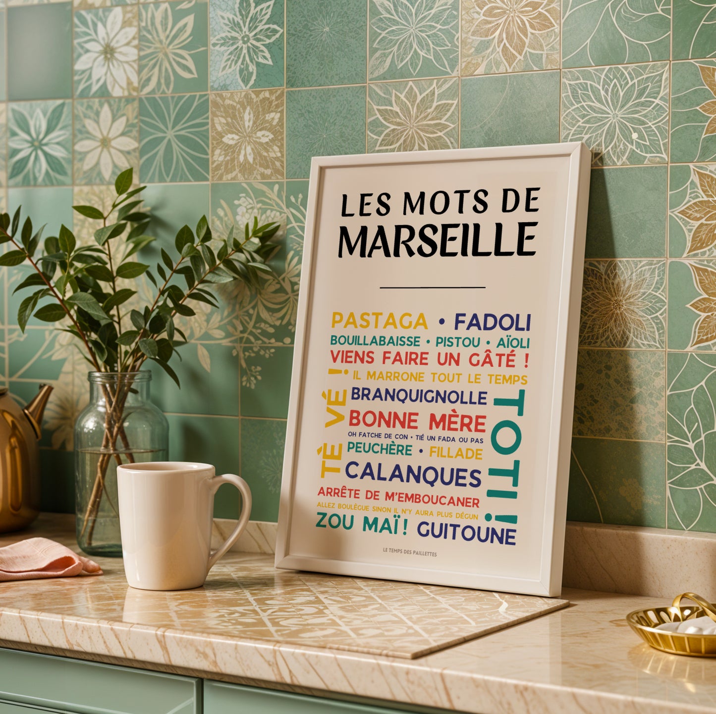 affiche marseille mots marseillais décoration murale typographique sud de la france