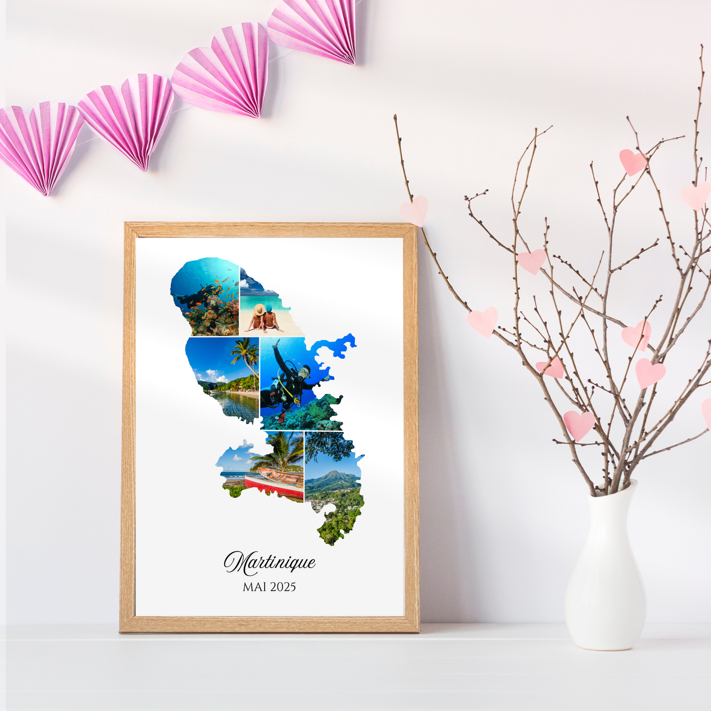 Affiche photos Île de Martinique personnalisée – Carte & collage photo Martinique