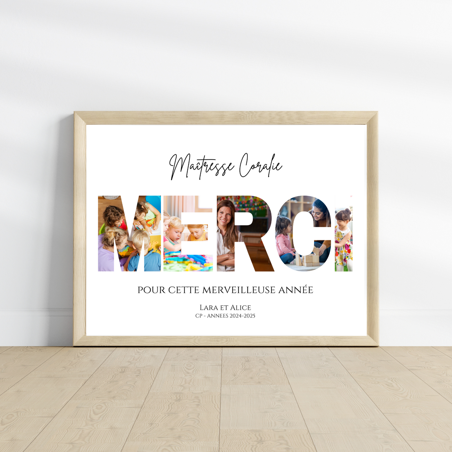 Affiche "MERCI Maîtresse" personnalisée avec photos