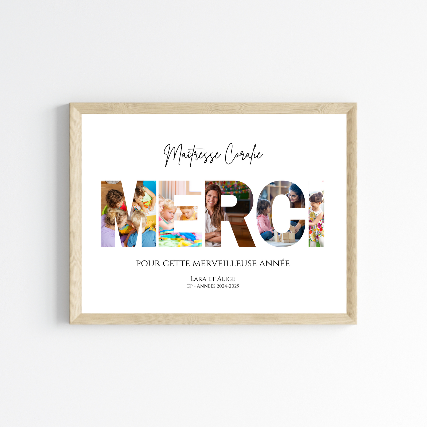 Affiche "MERCI Maîtresse" personnalisée avec photos