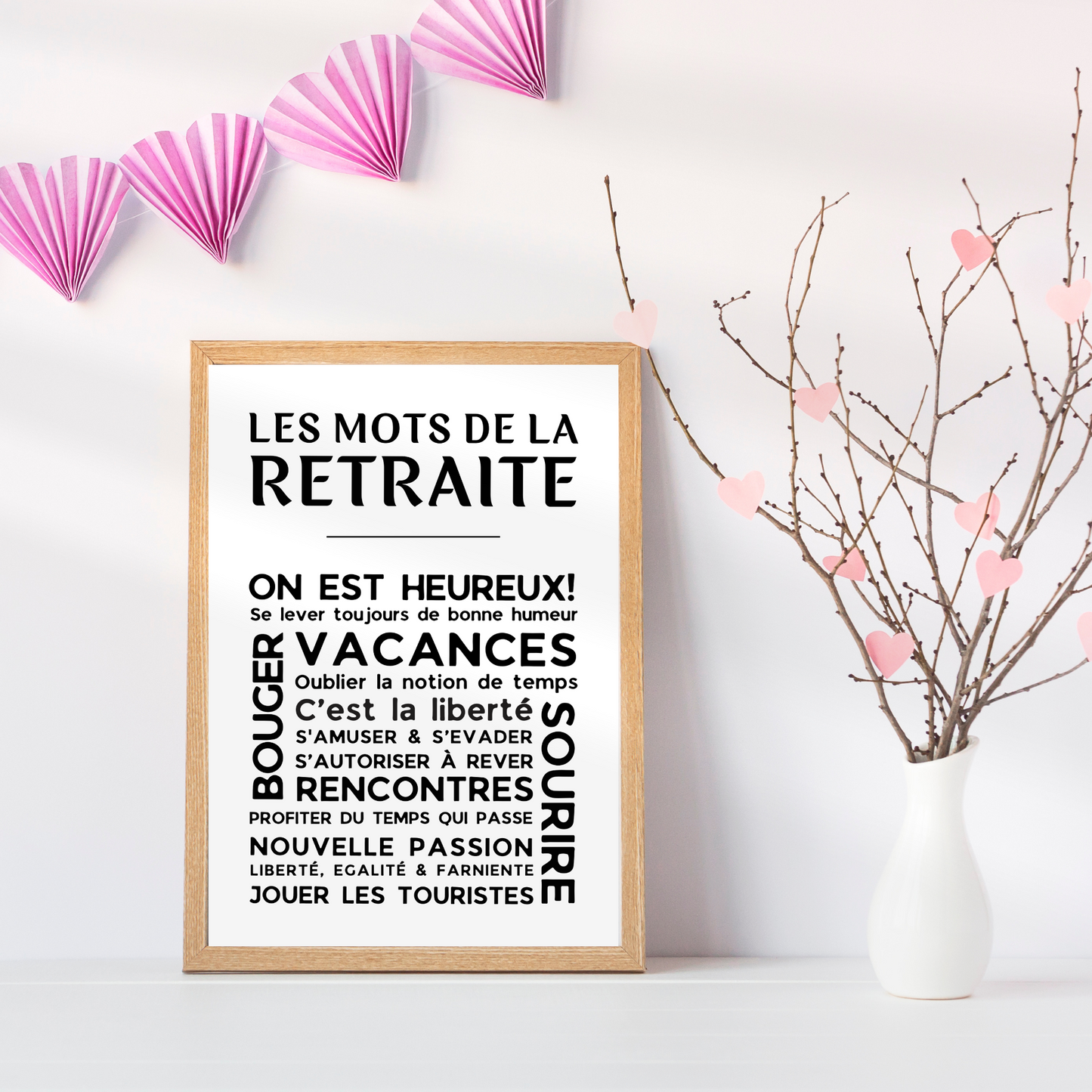 Affiche Les Mots de la Retraite - Poster pour Départ en Retraite - Cadeau Original pour Retraité - Décoration Départ en Retraite